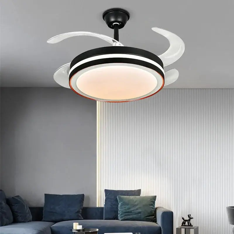 Modern black & white ceiling fan with led light and remote control