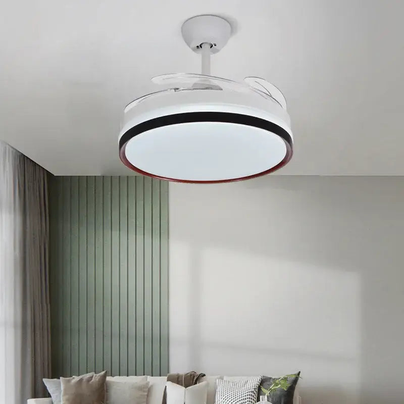 Modern black & white ceiling fan with led light and remote control