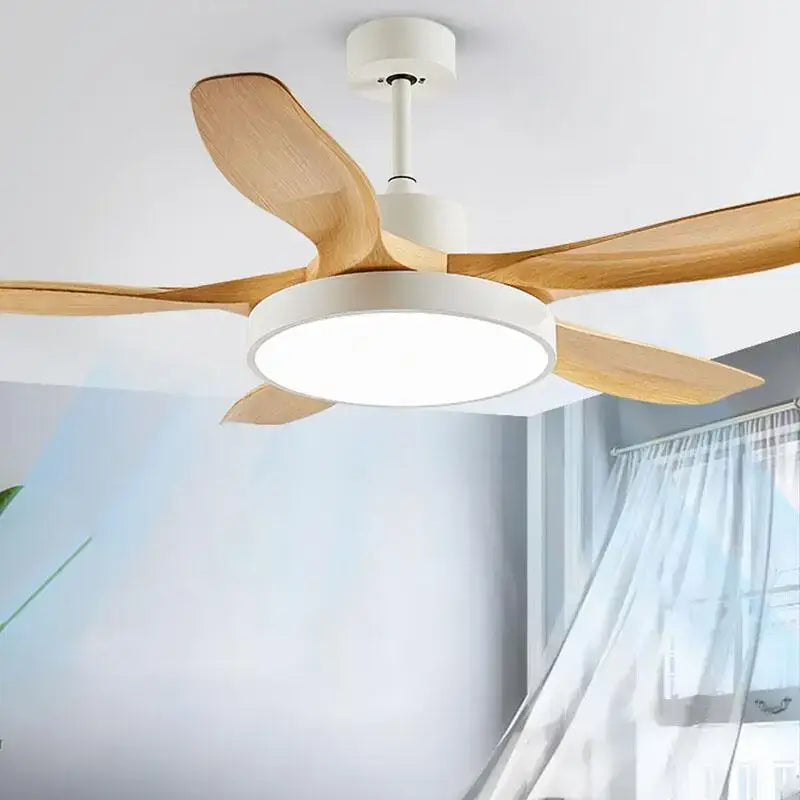 Modern light wood ceiling fan light with remote for living room