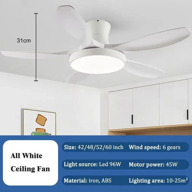 Modern light wood ceiling fan light with remote for living room