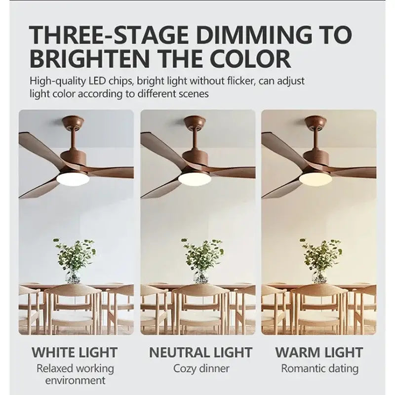 Modern dark bronze ceiling fan with led light bedroom remote control