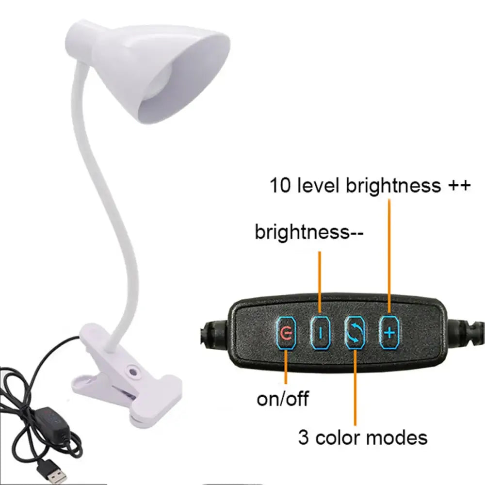 Dimmable white led clip lamp – bedroom flexible night light