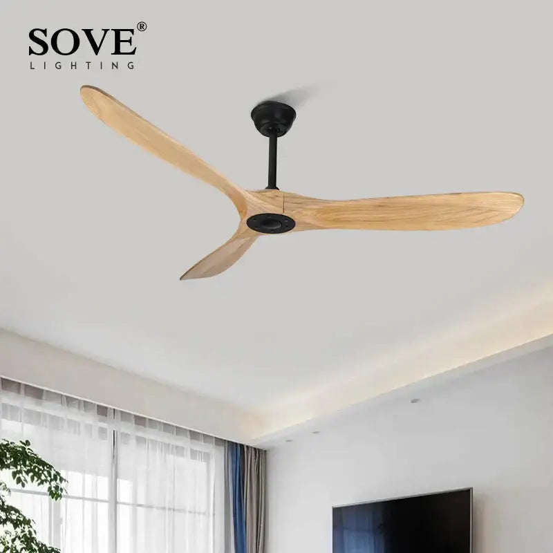 Modern white and light wood dc ceiling fan for living room