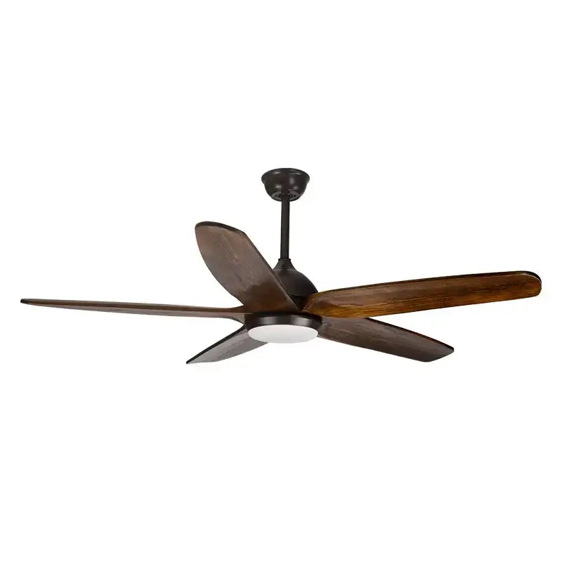 Modern dark brown wood ceiling fan with led light living room remote