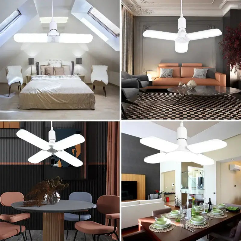 Modern white 4 blade led ceiling fan light kitchen decor