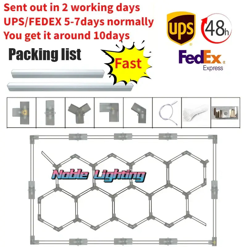Modern geometric 6500k led hexagrid – workshop ceiling light panel