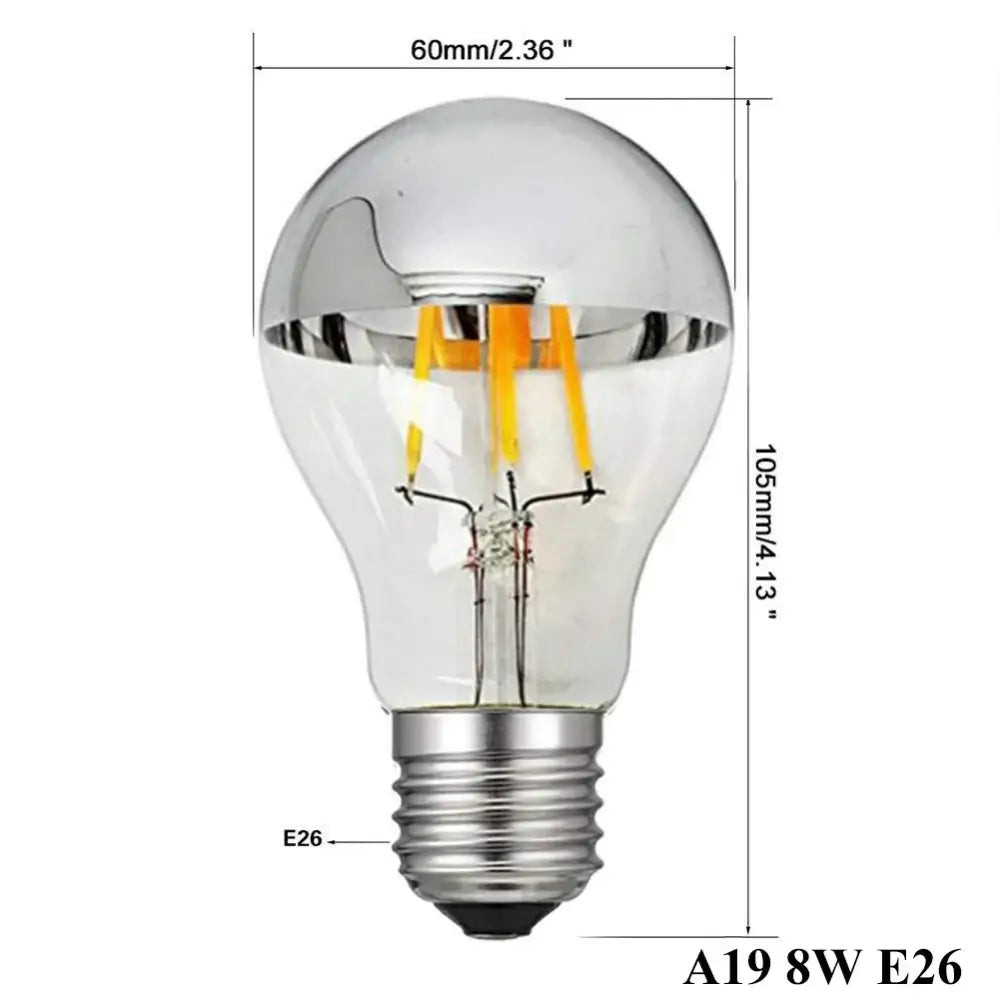 Silver mirror led filament dimmable g45 bulb set dining room 5 pack