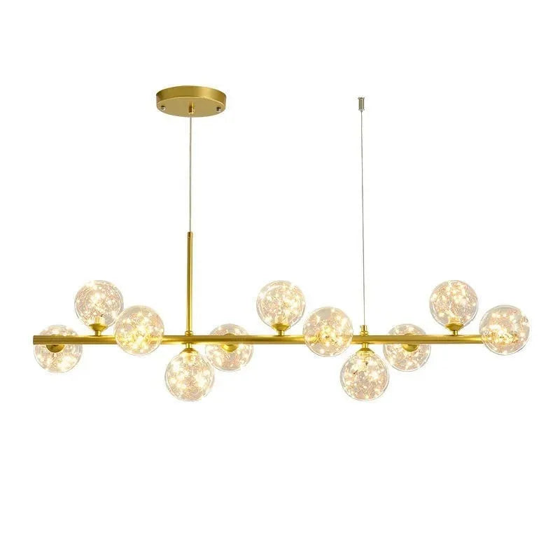 Modern black & gold head ring chandelier dining room amber glass globes