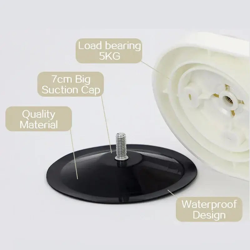 White and orange suction cup bathroom shelf storage rack