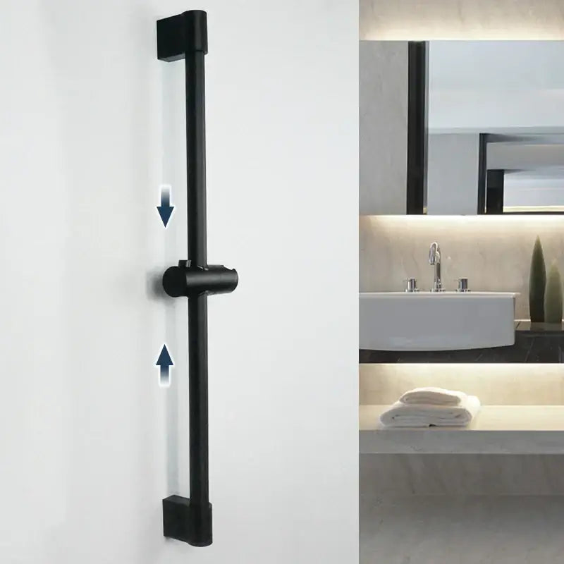 Modern matte black rain shower head with handheld hose – bathroom