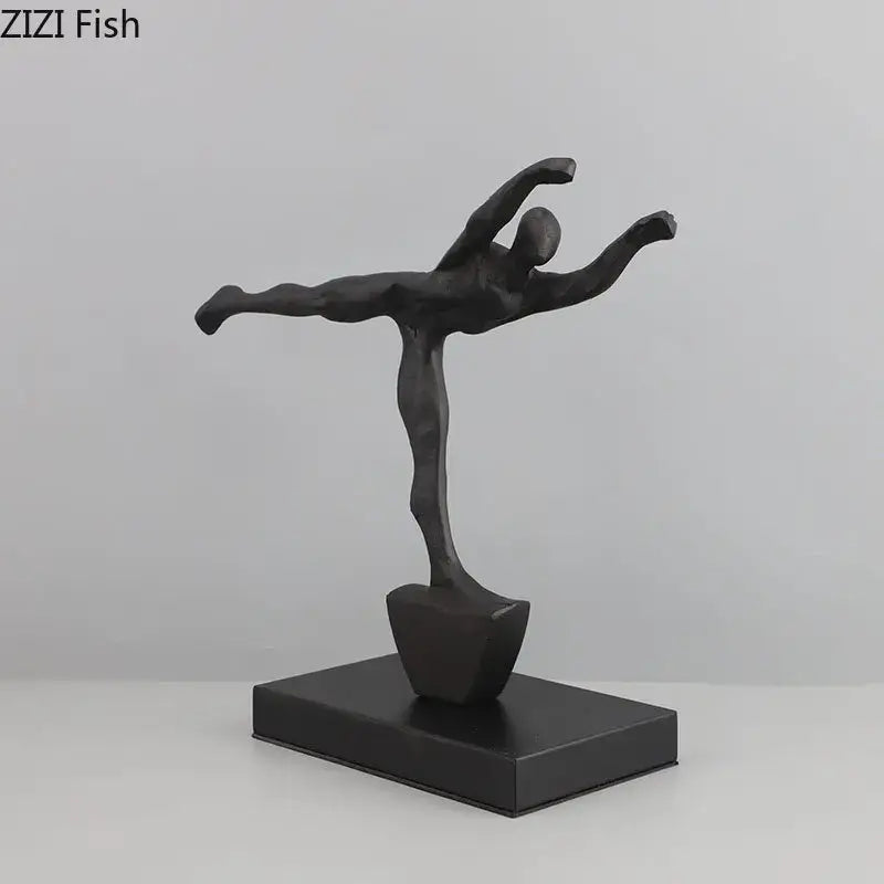 Modern abstract black iron figure sculpture living room dancer decor