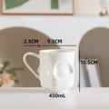 Abstract face white ceramic mug dining room geometric teacup