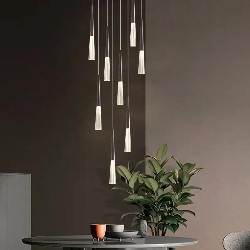 Modern black & white cone pendant light – kitchen tapered chandelier