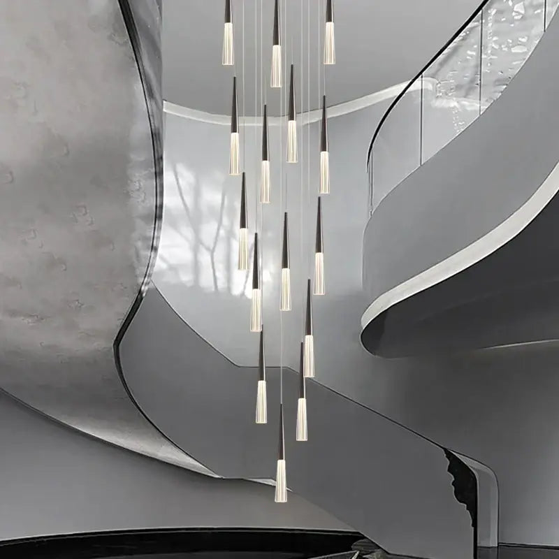 Modern black & white cone pendant light – kitchen tapered chandelier