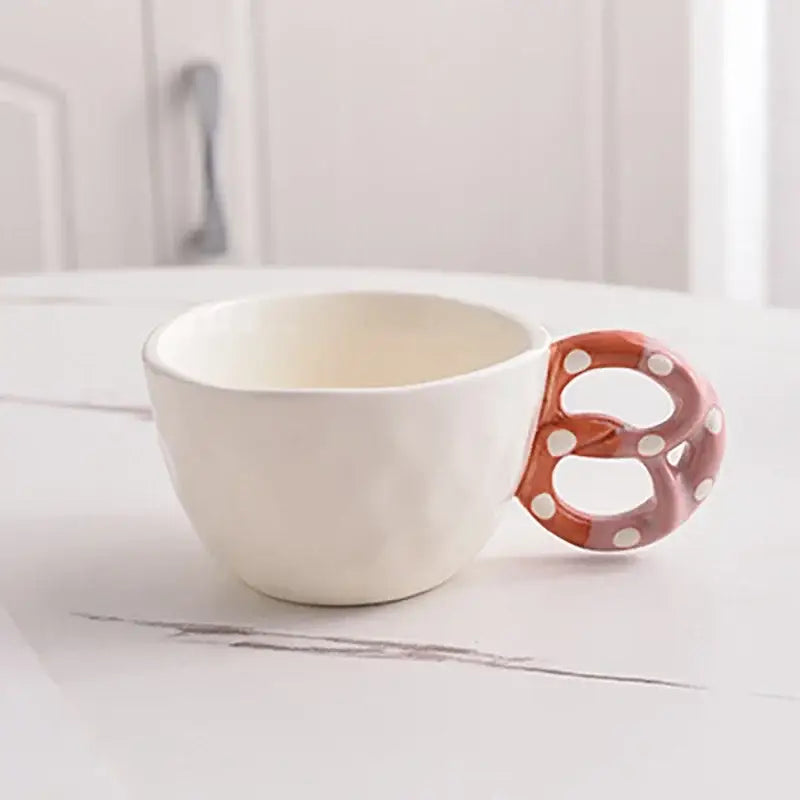 Polka dot pretzel biscuit mug and saucer set dining room ceramic cup