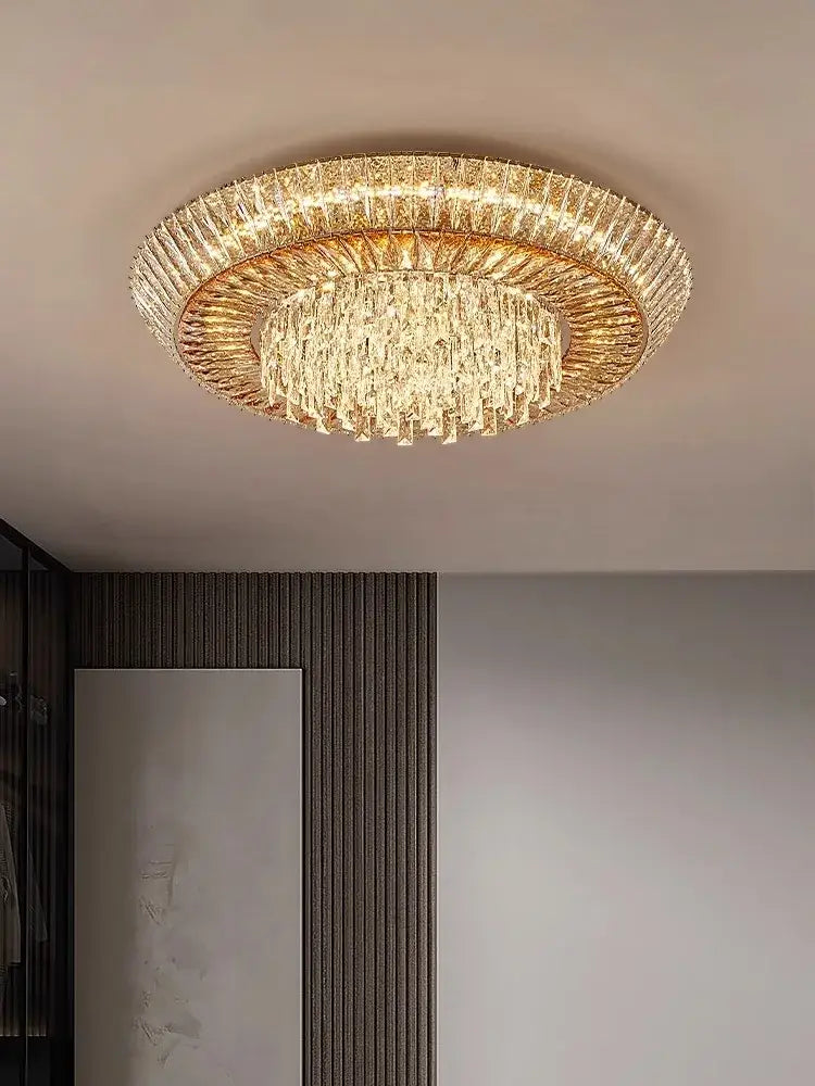 Modern amber crystal led ceiling light living room chandelier