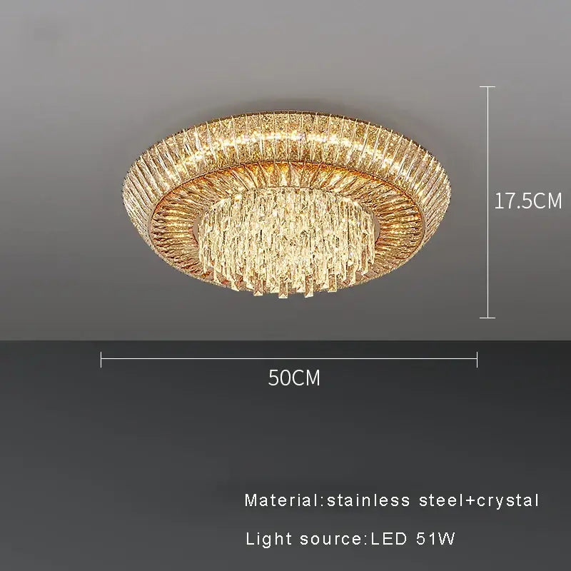 Modern amber crystal led ceiling light living room chandelier