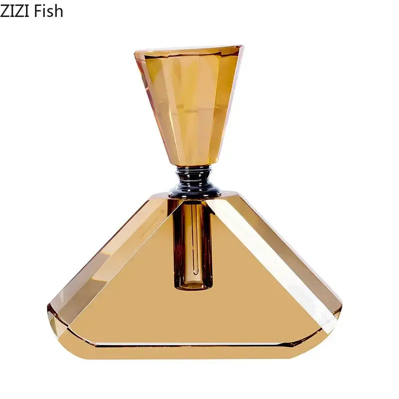 Elegant faceted amber crystal perfume bottle bedroom decor