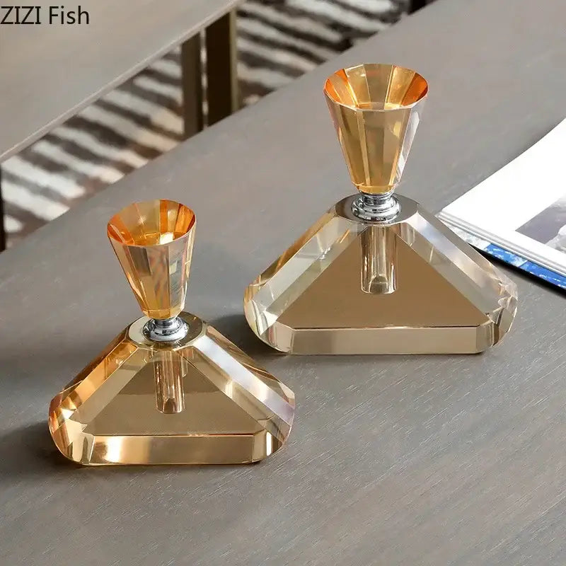 Elegant faceted amber crystal perfume bottle bedroom decor