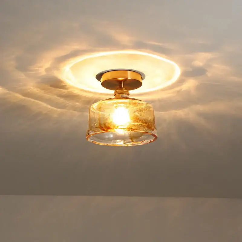 Modern amber glass led ceiling lights dining room pendant