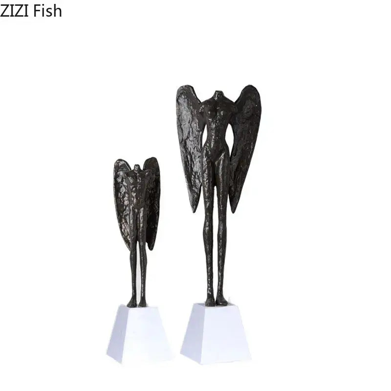 Matte black angel abstract figures living room statues