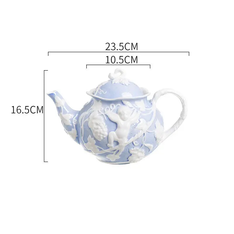 Angel relief ceramic tableware set white floral coffee cups dining room