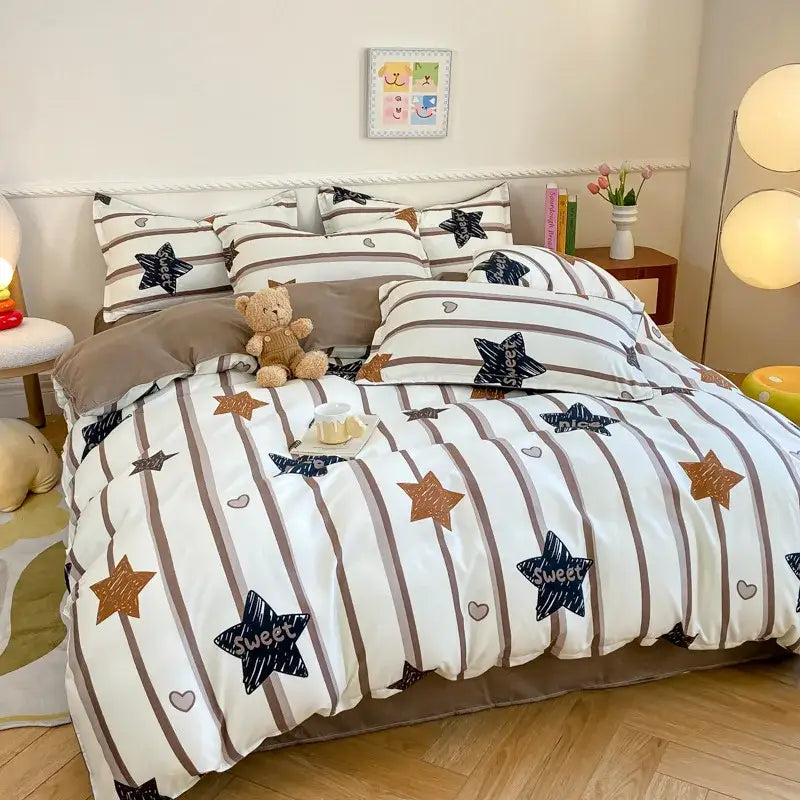 Playful white & black animal pattern bedding set bedroom duvet cover