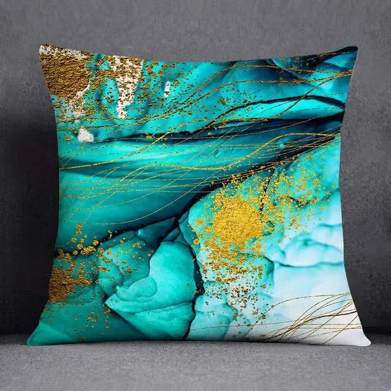 Modern teal & green nature pattern decorative pillowcase living room