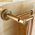 Antique brass double towel bar with floral ornate bathroom rack
