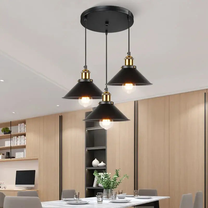 Industrial black & antique brass kitchen pendant light
