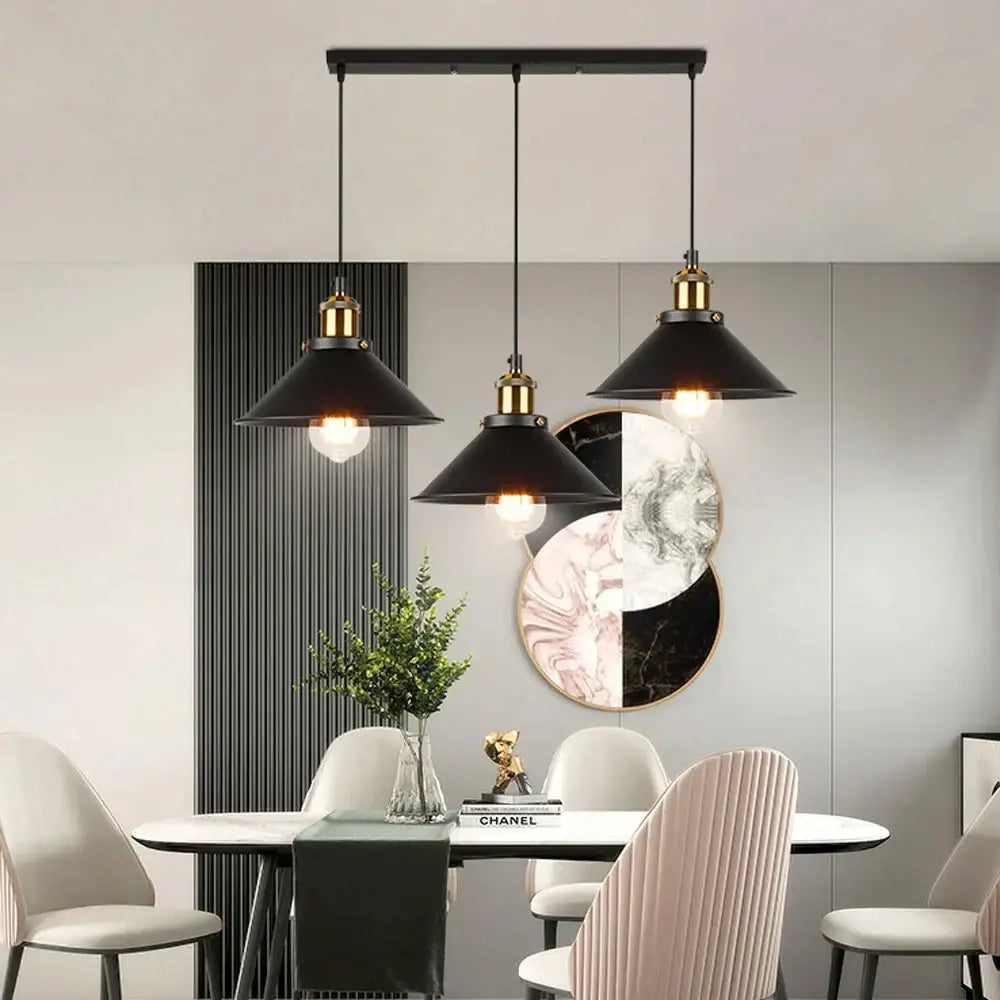 Industrial black & antique brass kitchen pendant light