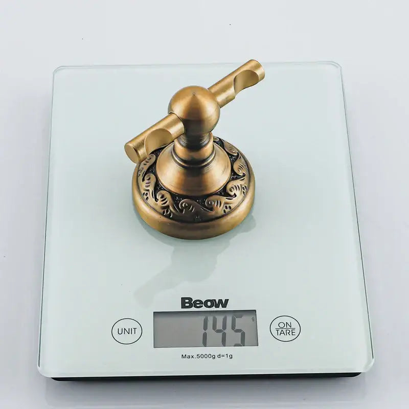 Ornate antique brass robe hook – bathroom double towel hook