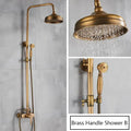 Antique brass shower set with handheld nozzle – bathroom rain faucet