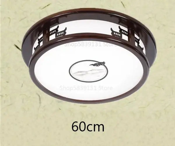 Antique style solid wood chinese landscape ceiling light bedroom