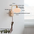 Modern brass and ash wood led wall light bedroom glass sconce