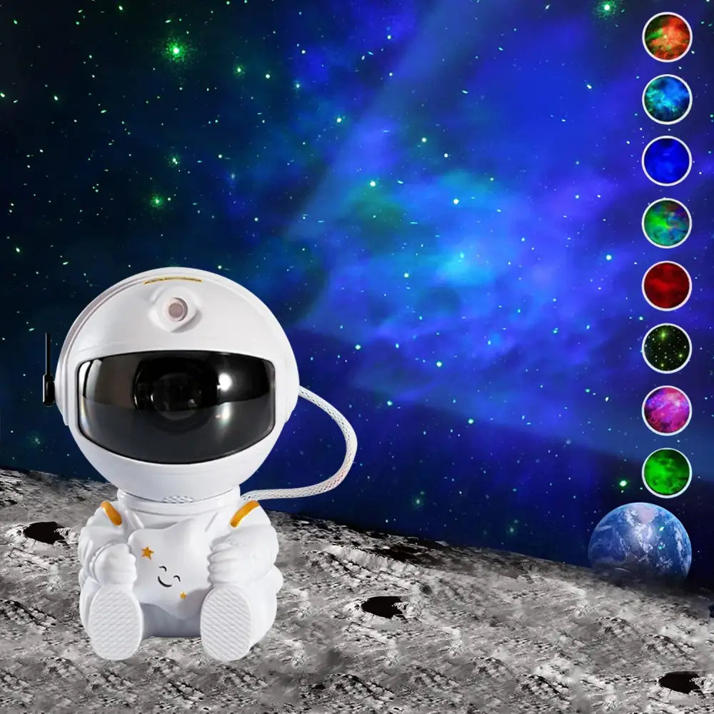 White and yellow decorbites astronaut galaxy starry sky night light bedroom projector