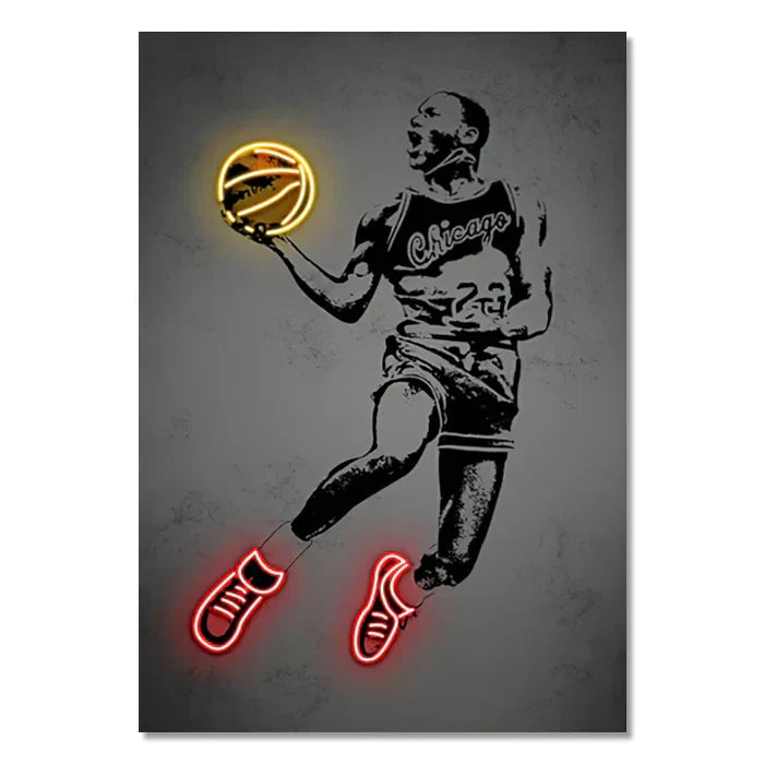 Modern basketball pop art style wall art bedroom neon print