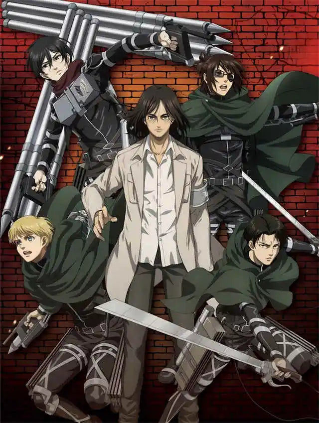 Eren yeager black hooded coat titan final season bedroom poster