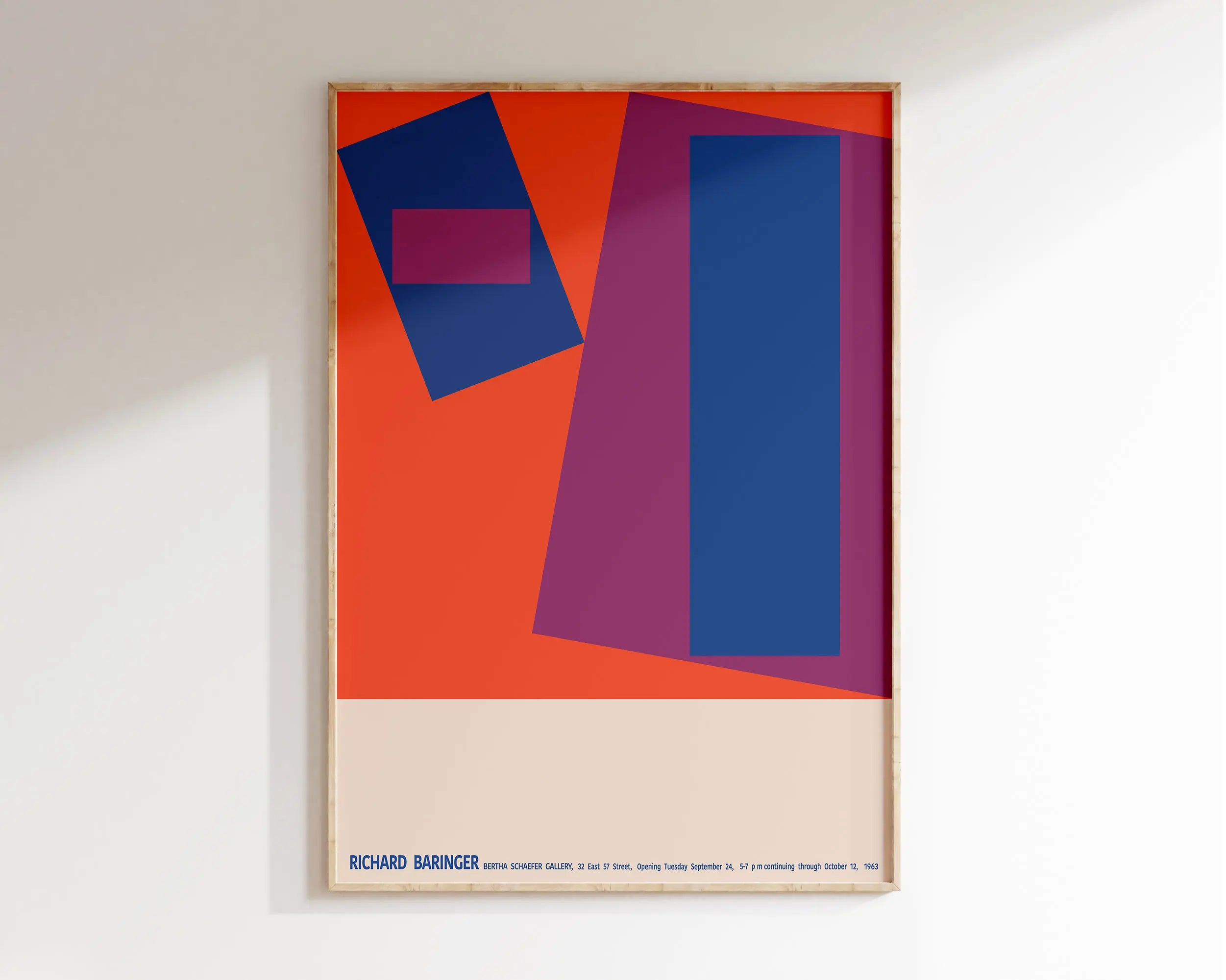 Mid century bauhaus orange & pink geometric canvas – living room art