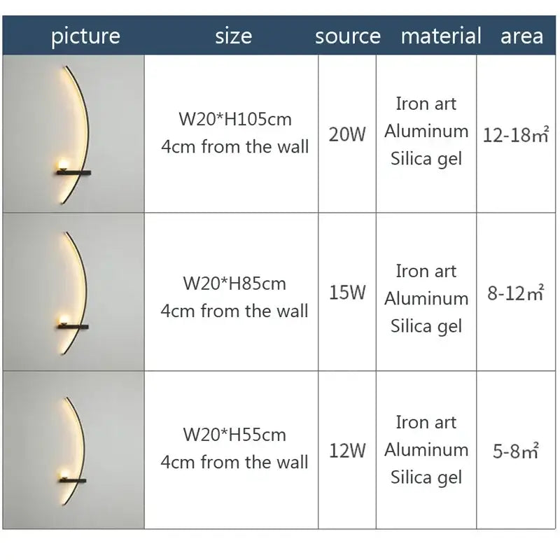 Modern crescent black & gold modern wall sconce bedroom light