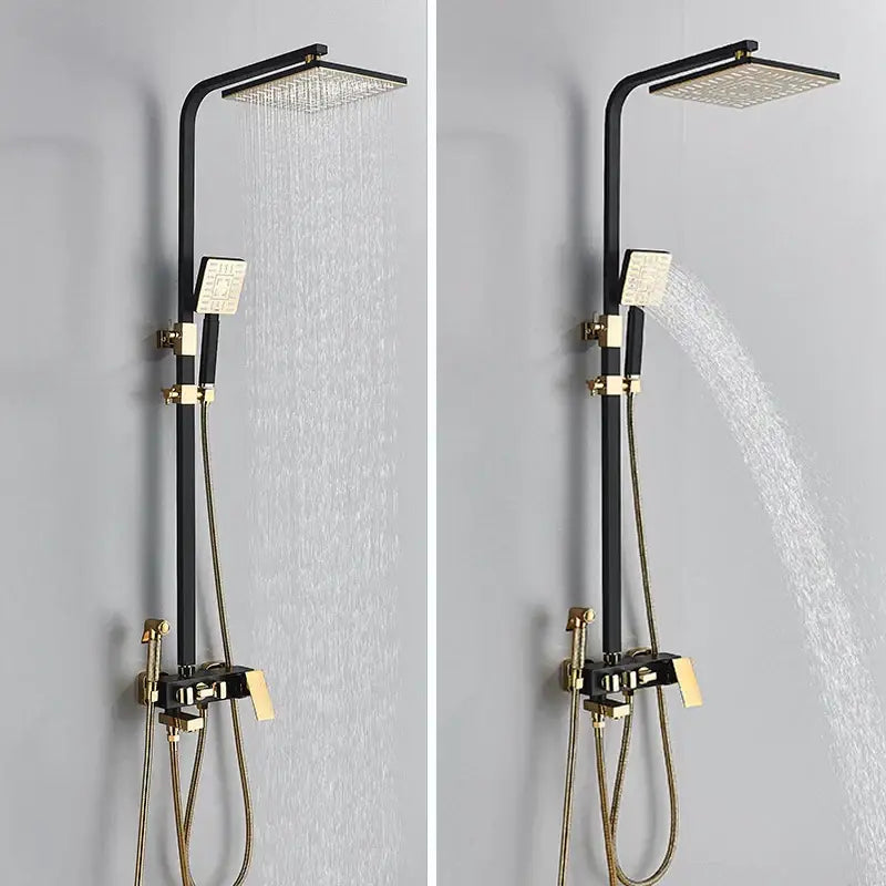 Modern black & gold shower faucet set bathroom rainfall mixer