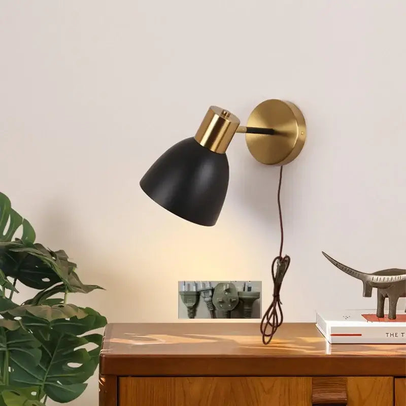Modern black iron led wall sconce gold & black bedroom spotlight