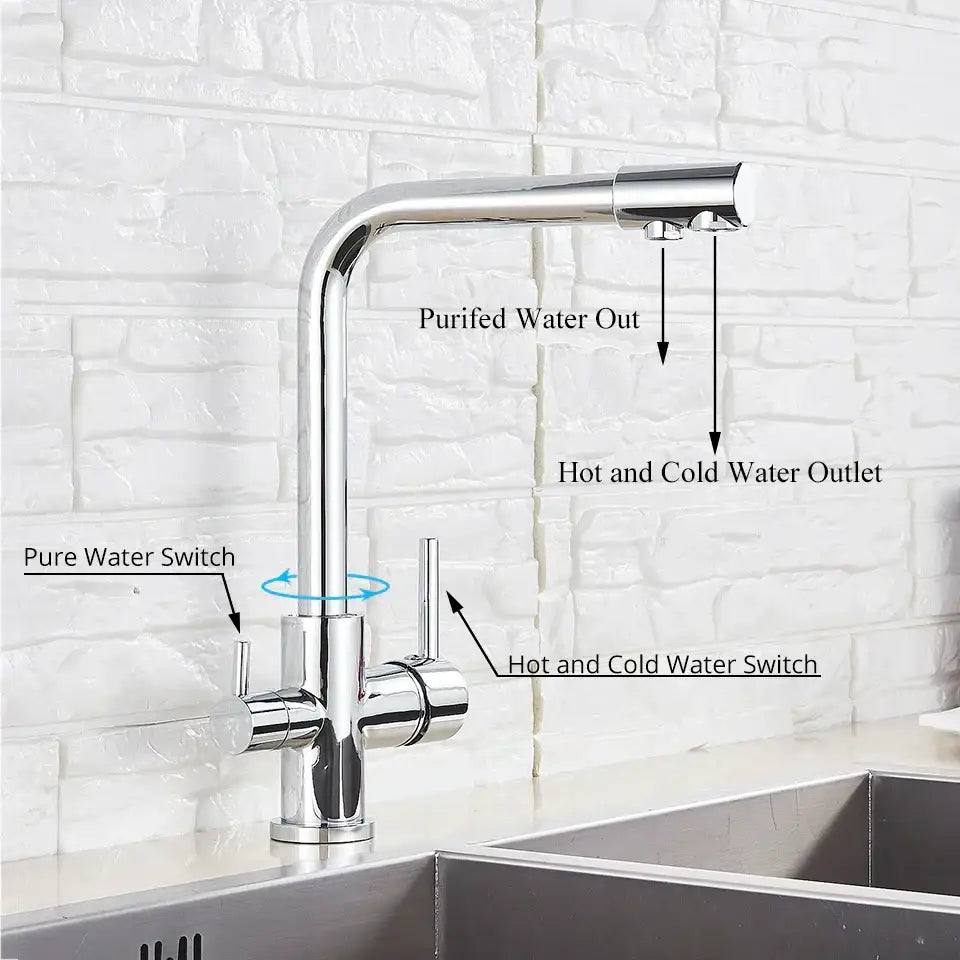 Modern matte black kitchen faucet with purification feature