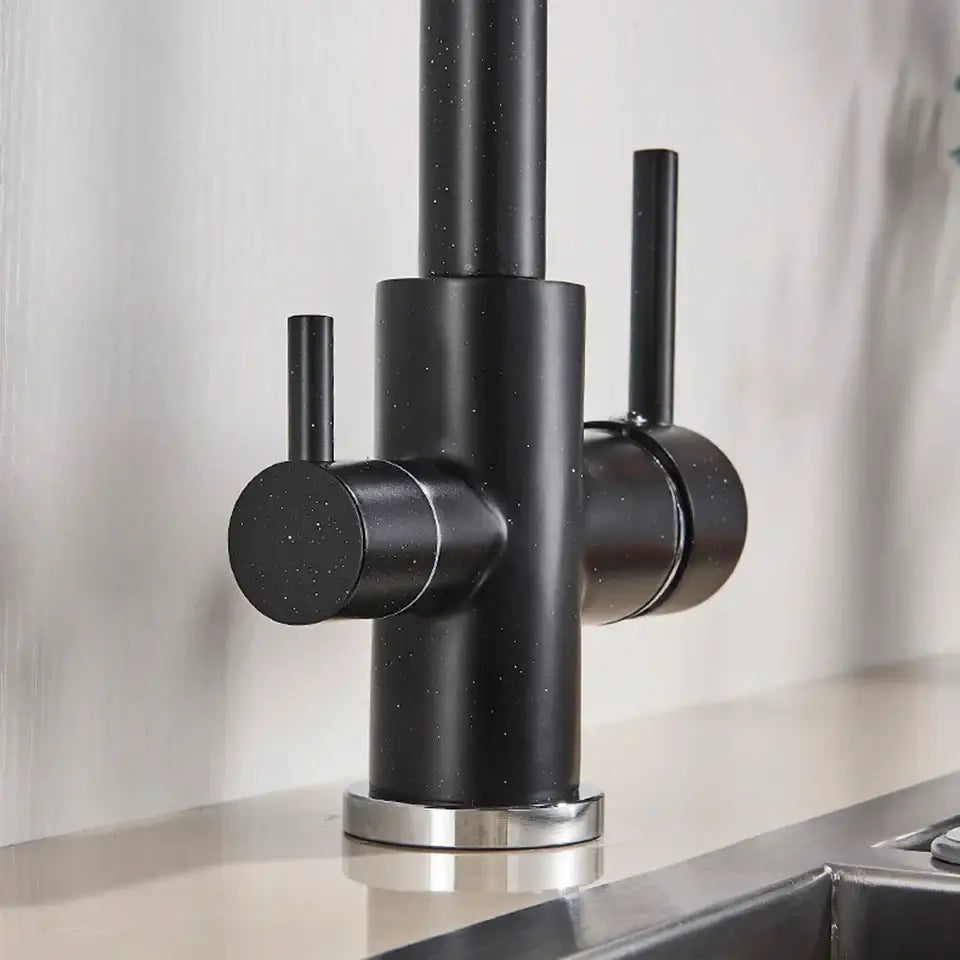 Modern matte black kitchen faucet with purification feature