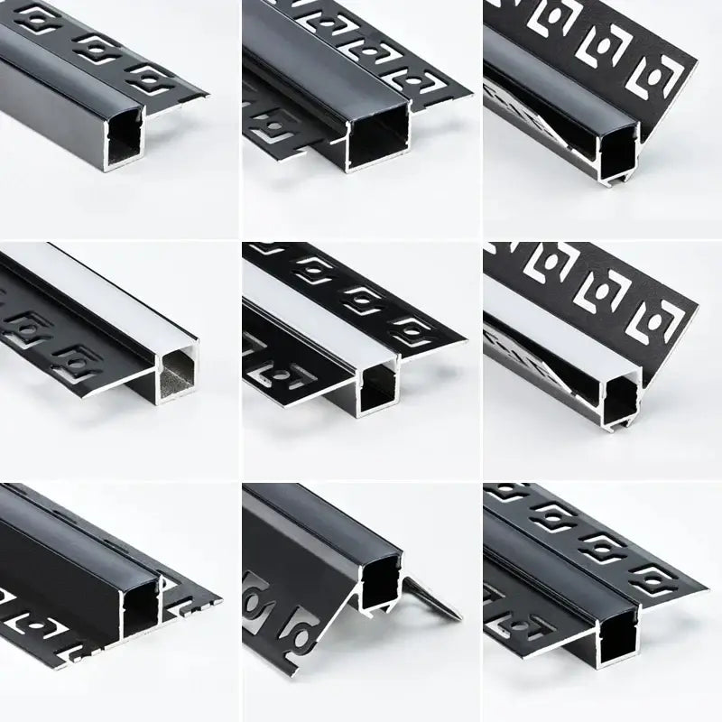 Geometric black & silver led aluminum threshold strip living room