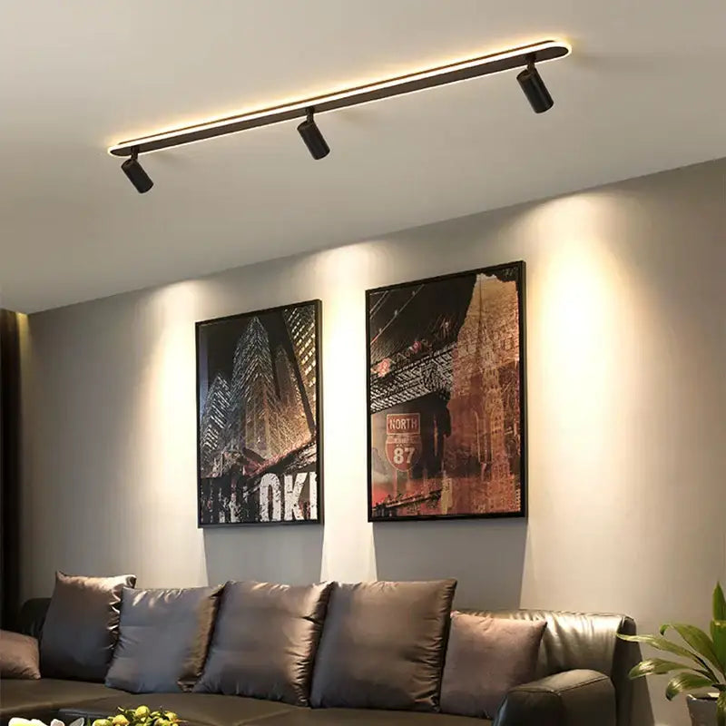 Modern black led ceiling spotlights living room metal track light