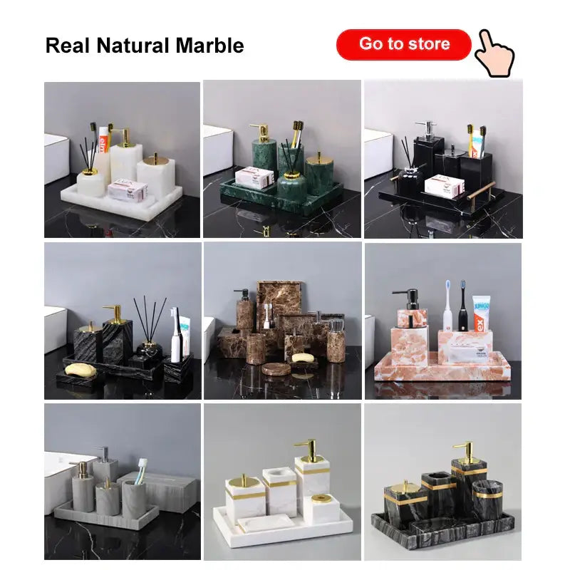 Black and gold marble bathroom accessories set bathroom organizer