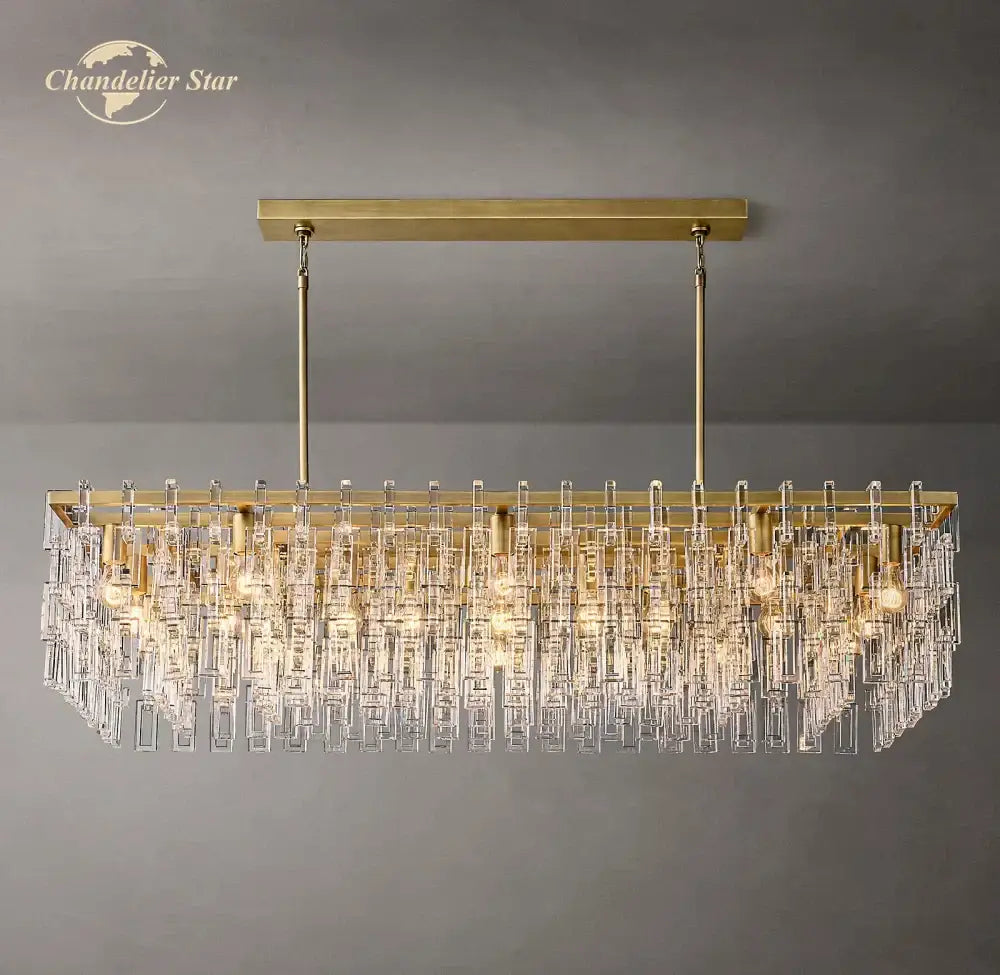 Modern black marignan crystal rectangular chandelier dining room