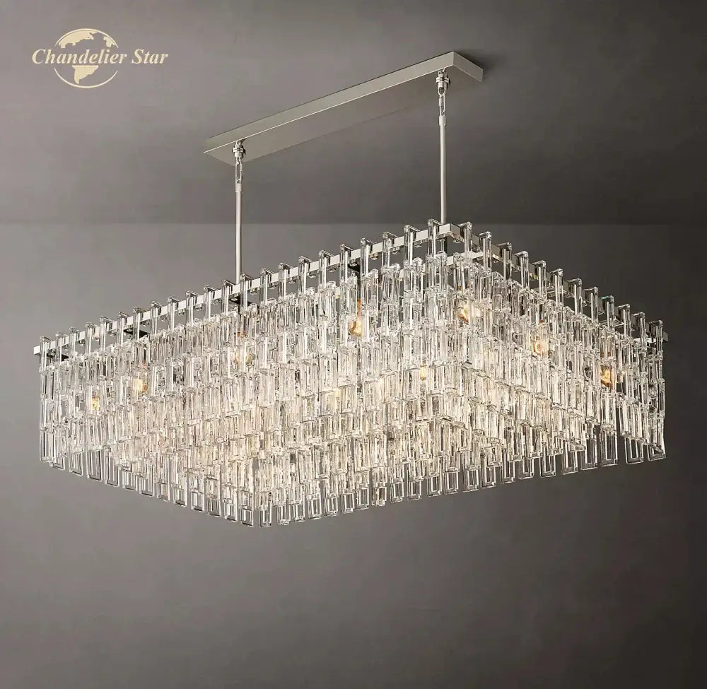 Modern black marignan crystal rectangular chandelier dining room