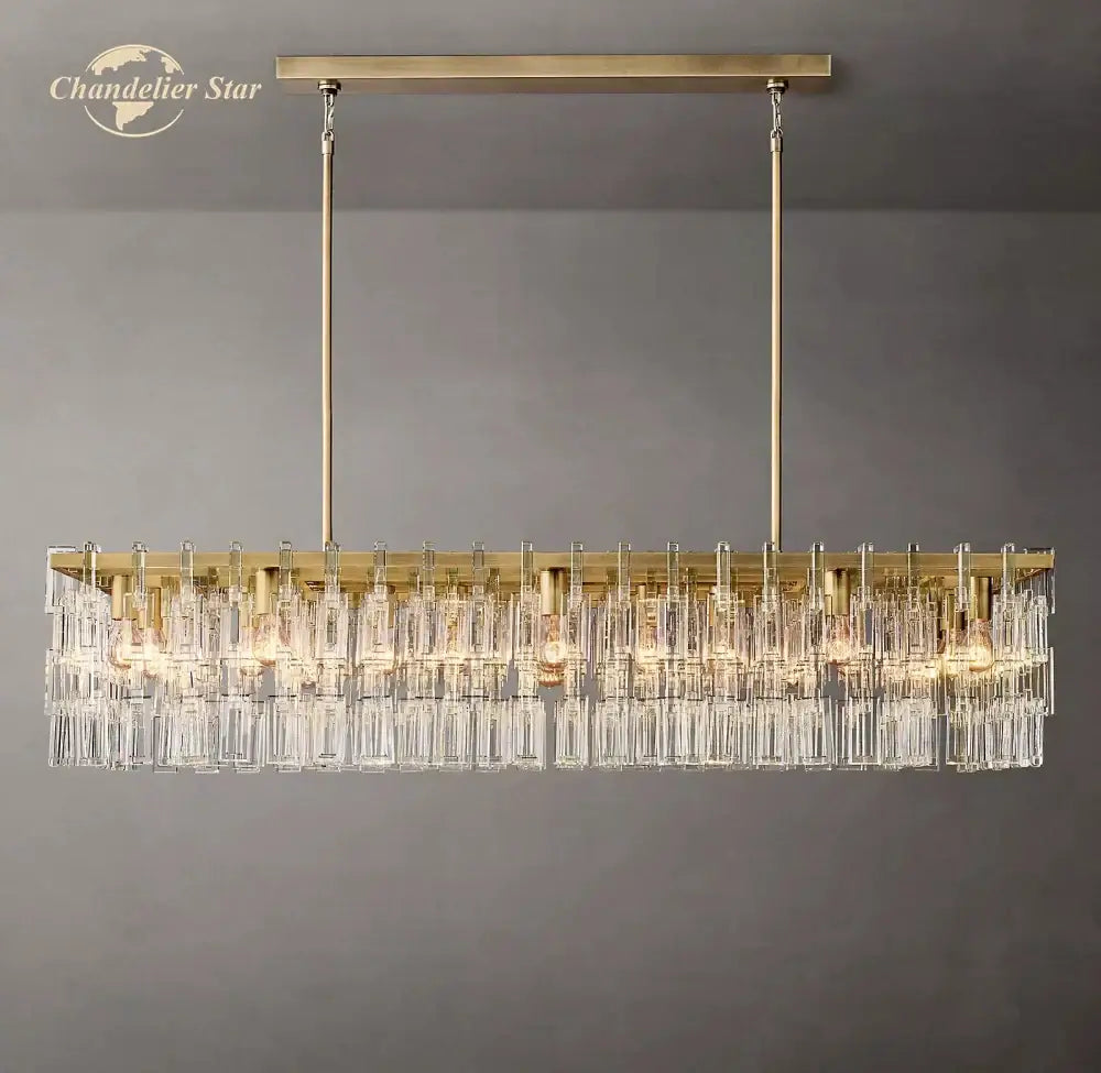 Modern black marignan crystal rectangular chandelier dining room
